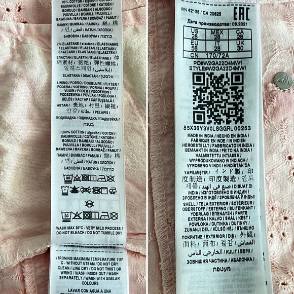 Guess Floridada Peach Jeans Pink Eyelet 1981 Straight Leg  28 - Picture 8 of 11